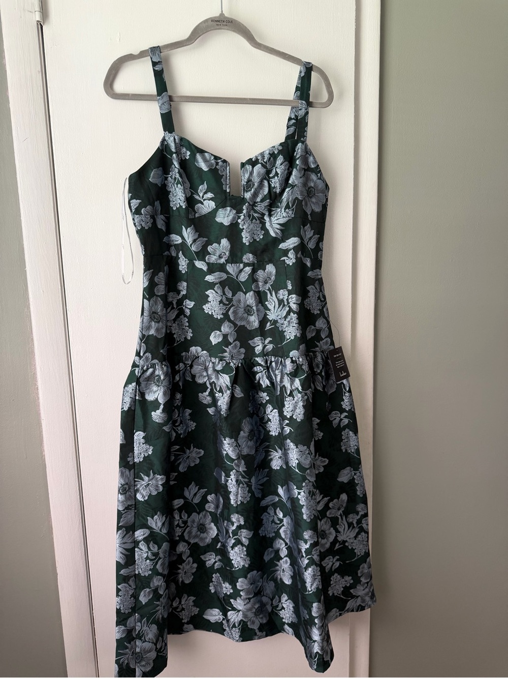 Floral Fit-and-Flare in Dark Green